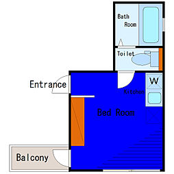 東急目黒線 武蔵小山駅 徒歩5分の賃貸マンション 4階ワンルームの間取り