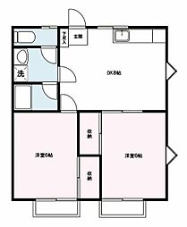 一の崎ハウス 2DKの間取図画像