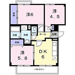 緑風館 3DKの間取図画像