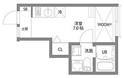 文京大塚テラス 1階ワンルームの間取り