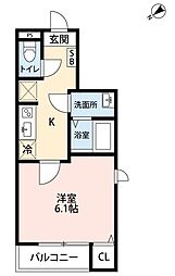 レガーロ藤崎 1Kの間取図画像