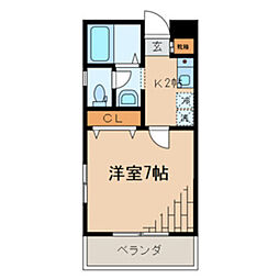 ルーチェ 2階1Kの間取り