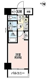 プレール・ドューク東雲3 1Kの間取図画像