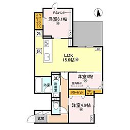 ココルトリシア 3LDKの間取図画像