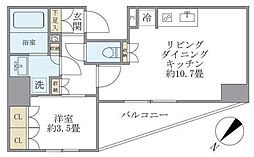 ジオエント駒込 3階1LDKの間取り