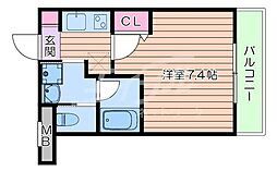 JR大阪環状線 京橋駅 徒歩10分の賃貸マンション 2階1Kの間取り