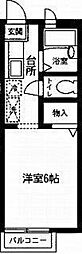 プラセール高野台 2階1Kの間取り