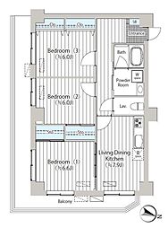 NJKマーキス小石川 2階3DKの間取り