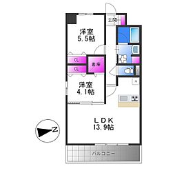 JR大阪環状線 桃谷駅 徒歩4分の賃貸マンション 7階2LDKの間取り