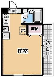 グランデール三井 3階ワンルームの間取り