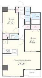 Une Lumiere 2階2LDKの間取り