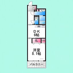VegaAltairなかもず 1DKの間取図画像