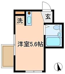 エスポワール町屋弐番館 2階ワンルームの間取り