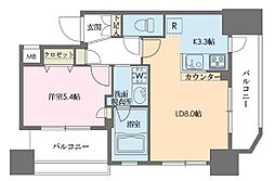 ドゥーエ新川 9階1LDKの間取り