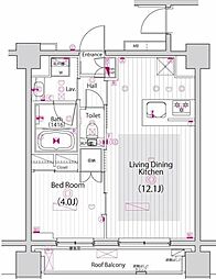 ガーラ・パークサイド亀戸 1LDKの間取図画像