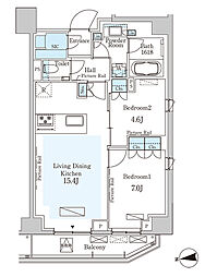 PARKAXIS三番町 2LDKの間取図画像
