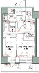 DIPS西日暮里 8階1LDKの間取り