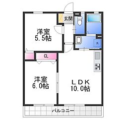 エスポワール2C 2LDKの間取図画像