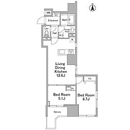 リバーレ浅草ウエスト 10階2LDKの間取り
