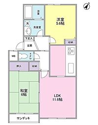 メイプルコート江田 2LDKの間取図画像