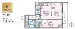 足立区東和2丁目マンション 2DKの間取図画像