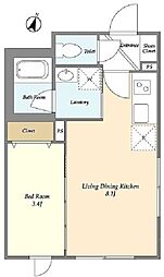 ラ・ドゥセール戸越銀座 3階1LDKの間取り