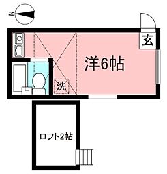 パセオ祖師谷 1階ワンルームの間取り