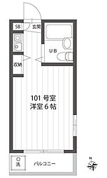シュロスつつじヶ丘 1階ワンルームの間取り