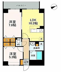 ＬＡＳＡ大崎V 1階2LDKの間取り