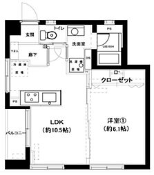横浜ハイツ 1LDKの間取図画像