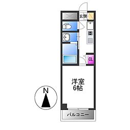 グランパシフィック新今里 7階1Kの間取り