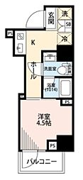 プレール・ドゥーク戸越銀座通り 14階1Kの間取り