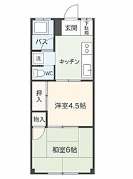 飯能観光ビル 2Kの間取図画像