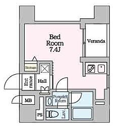 フォレシア町田 5階1Kの間取り
