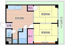 アルカディアイン 2DKの間取図画像