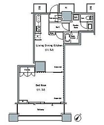 ＴＨＥ ＴＯＫＹＯ ＴＯＷＥＲＳ ＭＩＤＴＯＷＥＲ 30階1LDKの間取り
