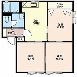 フォーレスサンメゾンB 3DKの間取図画像