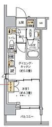 リビオメゾン芝浦 1DKの間取図画像