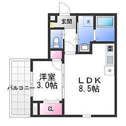 高石市千代田2丁目アパート 1LDKの間取図画像