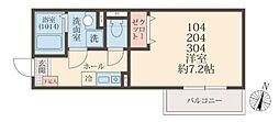 メグリオ柏の葉 1Kの間取図画像