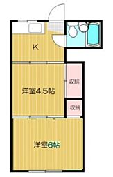 ネスト本塩 2階2Kの間取り