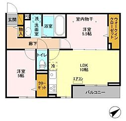 エタニティー東船橋 3階2LDKの間取り