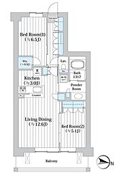 アビティグランデ砧 2LDKの間取図画像