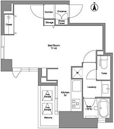 コンフォリア二番町 6階ワンルームの間取り