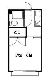 林コーポ 1階1Kの間取り