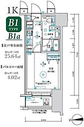 京王線 京王八王子駅 徒歩2分の賃貸マンション 4階1Kの間取り