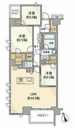 レーベン横浜山手ONEWARDCOURT 3LDKの間取図画像