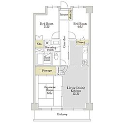 JR京浜東北・根岸線 鶴見駅 バス7分 三ツ池道下車 徒歩11分の賃貸マンション 3階3LDKの間取り