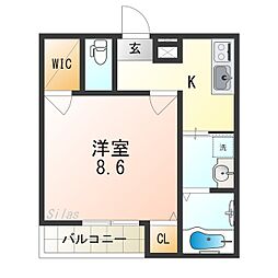 京阪本線 西三荘駅 徒歩6分の賃貸アパート 3階1Kの間取り
