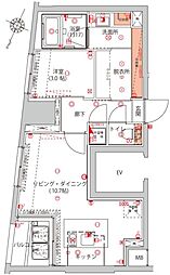 ハーモニーレジデンス千代田岩本町 1LDKの間取図画像